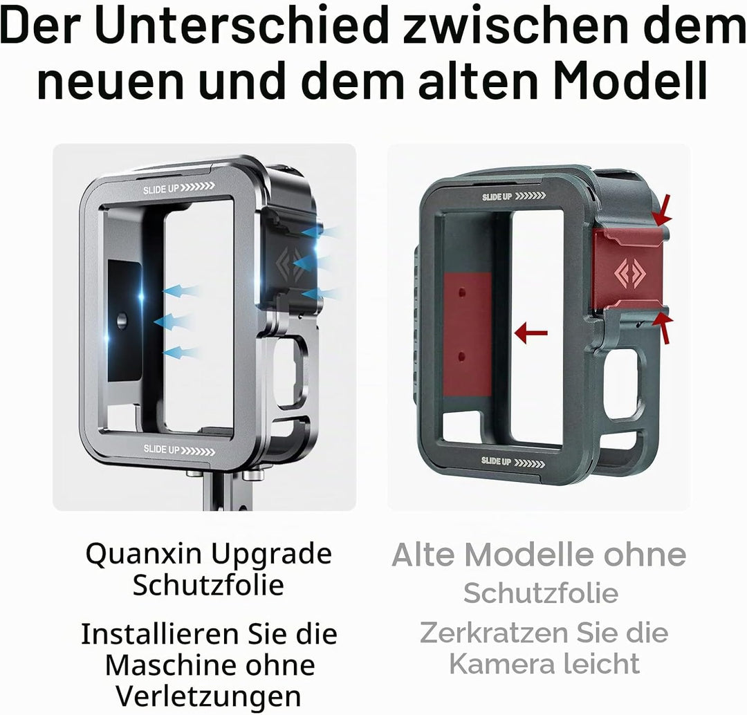 TELESIN Vertikale Aluminiumkäfig-Schutzhülle für GoPro Hero 12, 11, 10, 9, schwarz, passend für Go P
