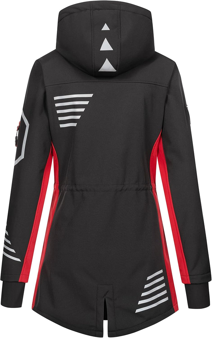 Rock Creek Damen Softshell Jacke Mantel D-491 4XL Schwarz-Rot, 4XL Schwarz-Rot