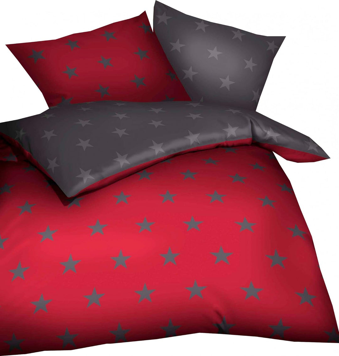 KAEPPEL Feinbiber-Bettwäsche Stars, 2-tlg. rubin, 135X200 CM Rubin 135X200 CM, Rubin 135X200 CM