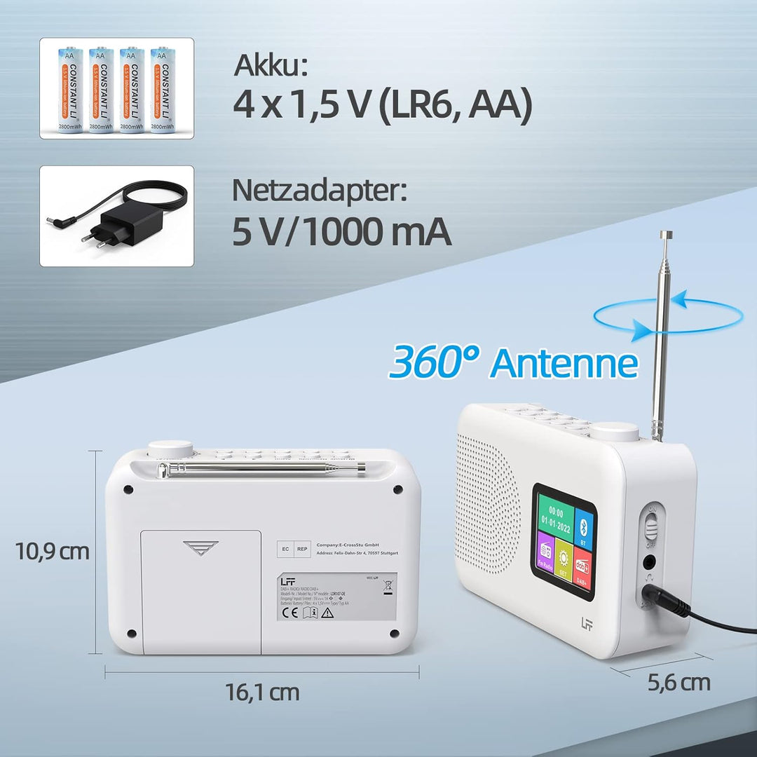 Dab Radio, LFF DAB Digitalradio, Radio Klein UKW-Digitalradio, DAB Plus Radio, Küchenradio mit Kabel