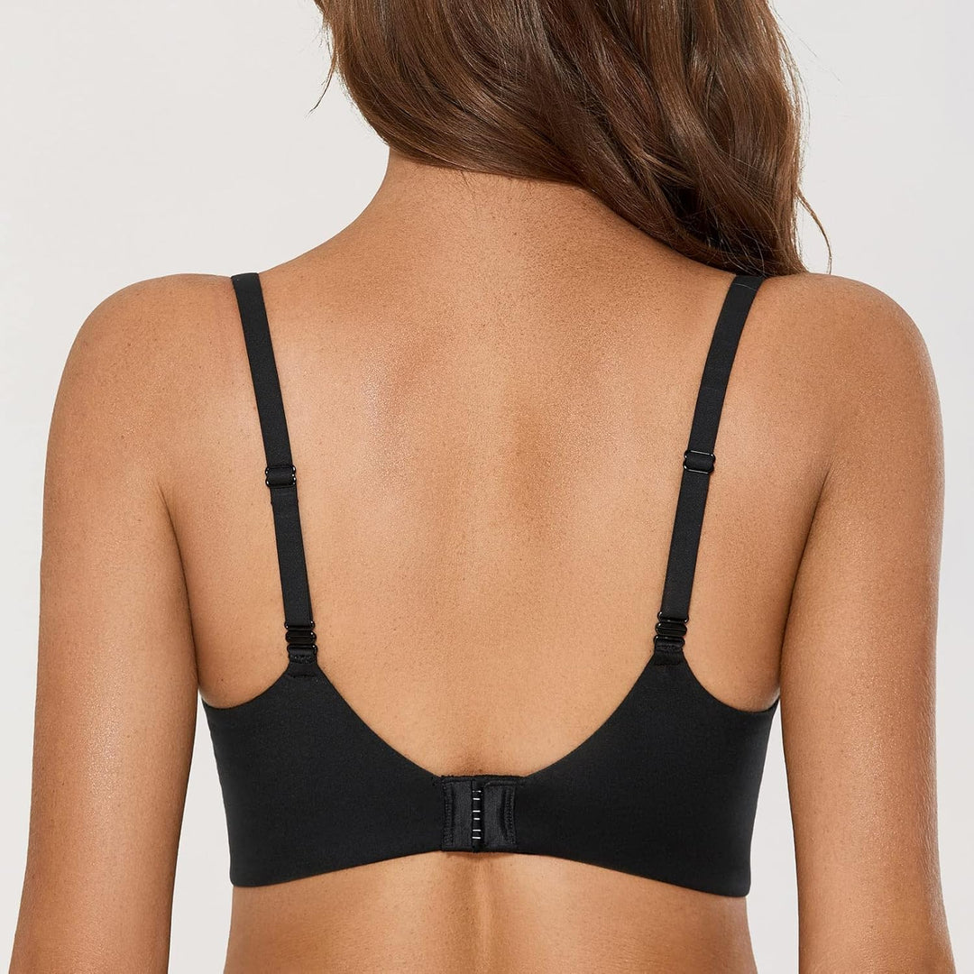 DOBREVA BH Damen ohne Bügel Push Up T Shirt BHS Gepolstert Bustier Soft Nahtloser 70E Schwarz, 70E S