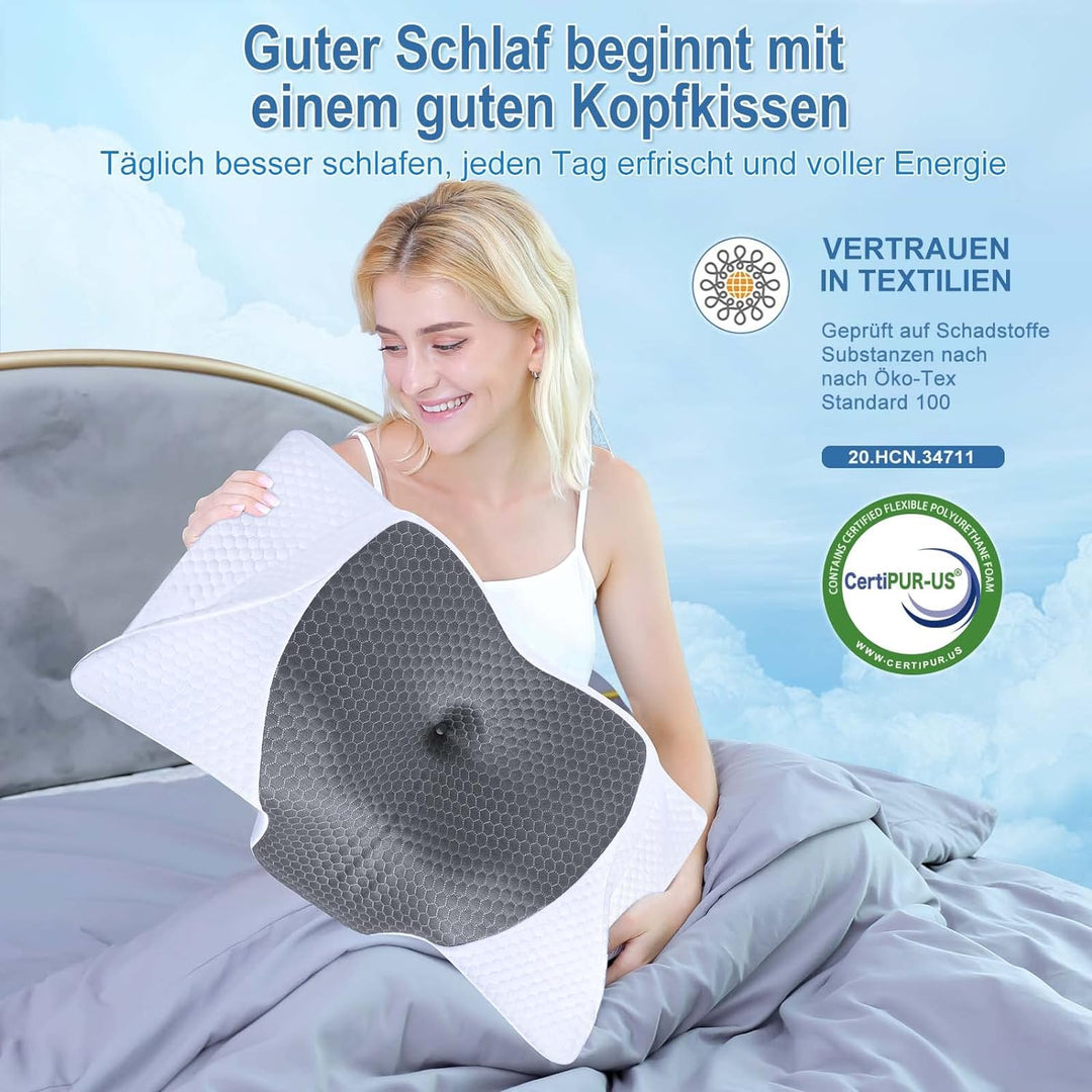 SAHEYER Ergonomisches Nackenkissen, Memory-Schaum Kopfkissen Seitenschläferkissen Orthopädisches Nac
