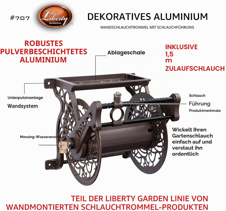 Liberty Garden 707 Decorative Wall Mount Garden Guide Hose Reel, Bronze Schlauchführung, Schlauchfüh