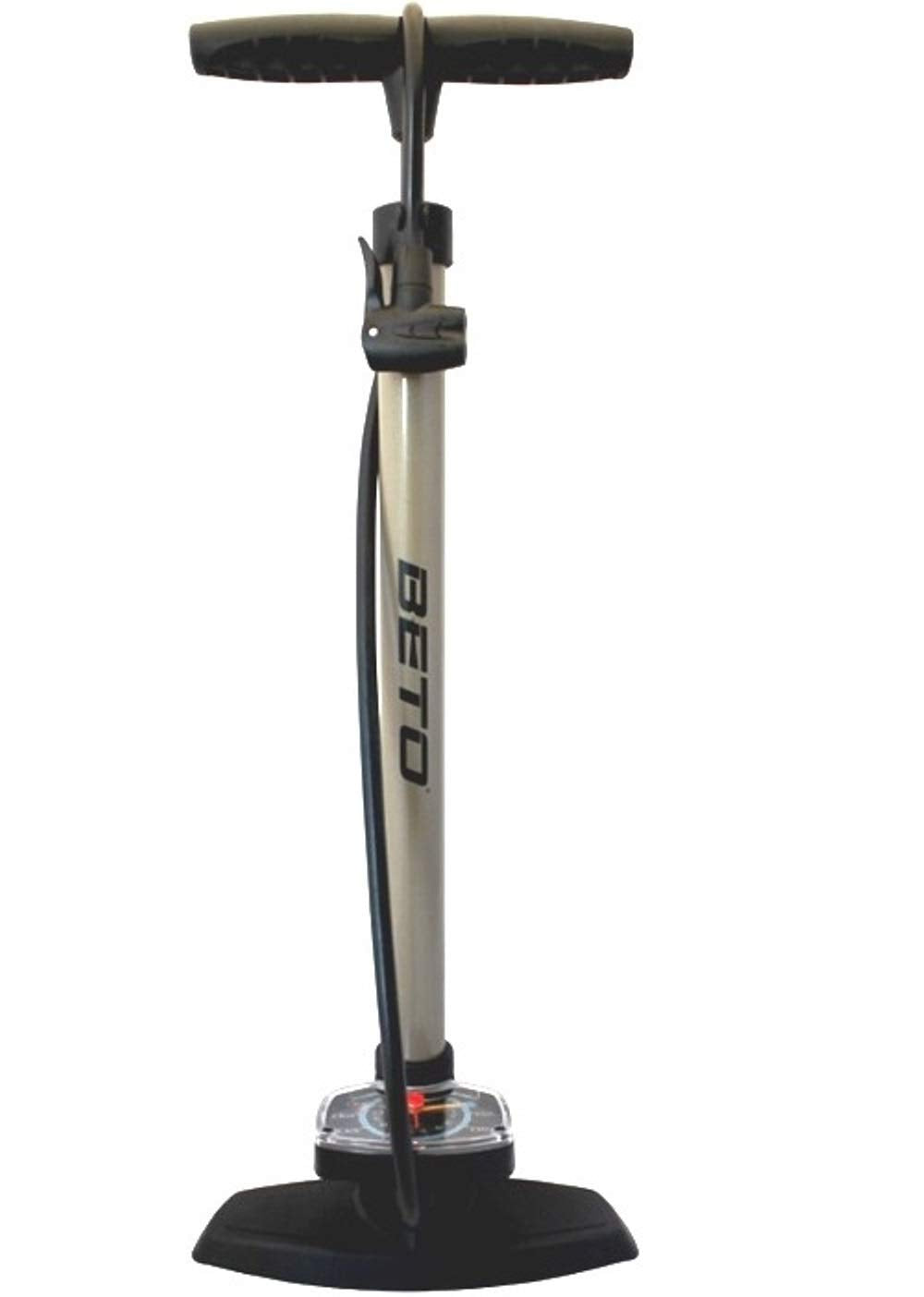 P4B | Luftpumpe in Titanium mit grossem Manometer | Fahrradpumpe für alle Ventile - Dunlop Ventil, F