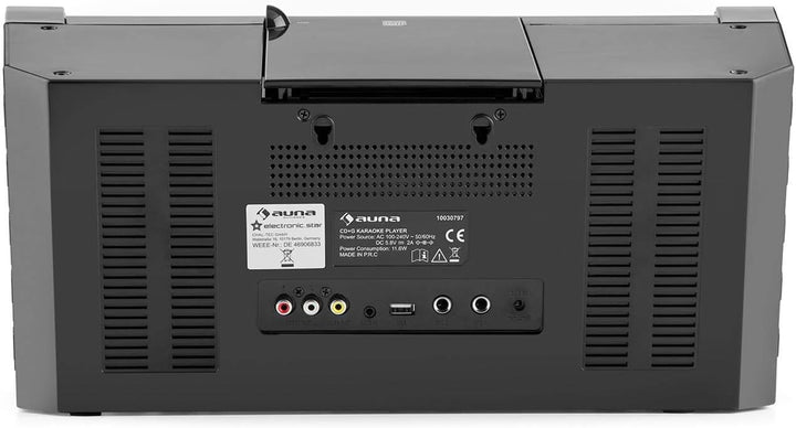 AUNA DiscoFever LED Edition - Karaoke Anlage, Karaoke Maschine mit Bluetooth, Karaoke Box mit 7" TFT