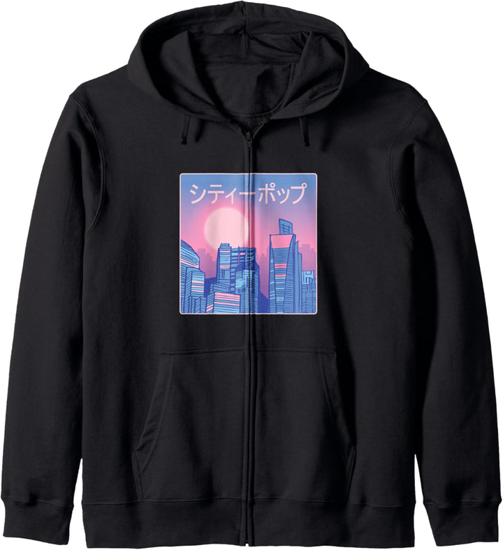 City Skyline - Japanese Vaporwave Aesthetic Kapuzenjacke
