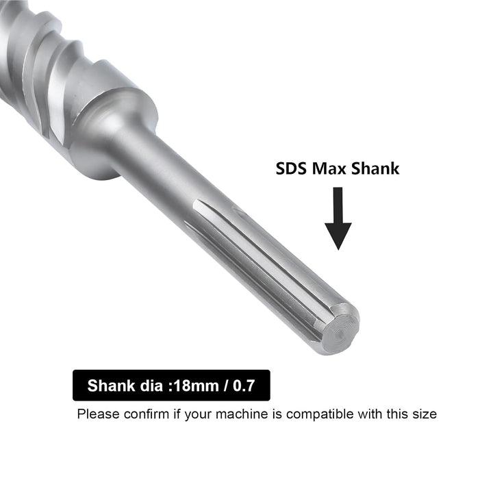 SDS Max Bohrhammerbohrer, 11/16 x 21, 18 x 540 mm, Steinbohrer | Hartmetallspitze Betonbohrer für Ma
