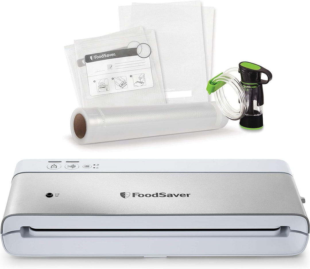 FoodSaver VS0100X Kompaktes Vakuumiergerät für Lebensmittel mit Handheld-Vakuumierer | 3 Rollen &amp; 4 