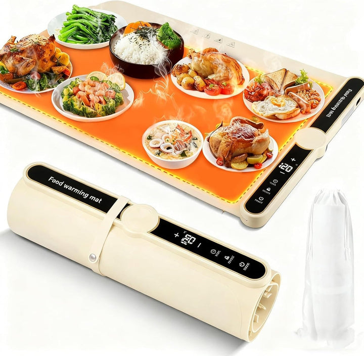 Warmhalteplatte Elektrisch,Speisenwärmer Ganzflächige Erwärmung,8s Schnellheizung, 9-stufig einstell
