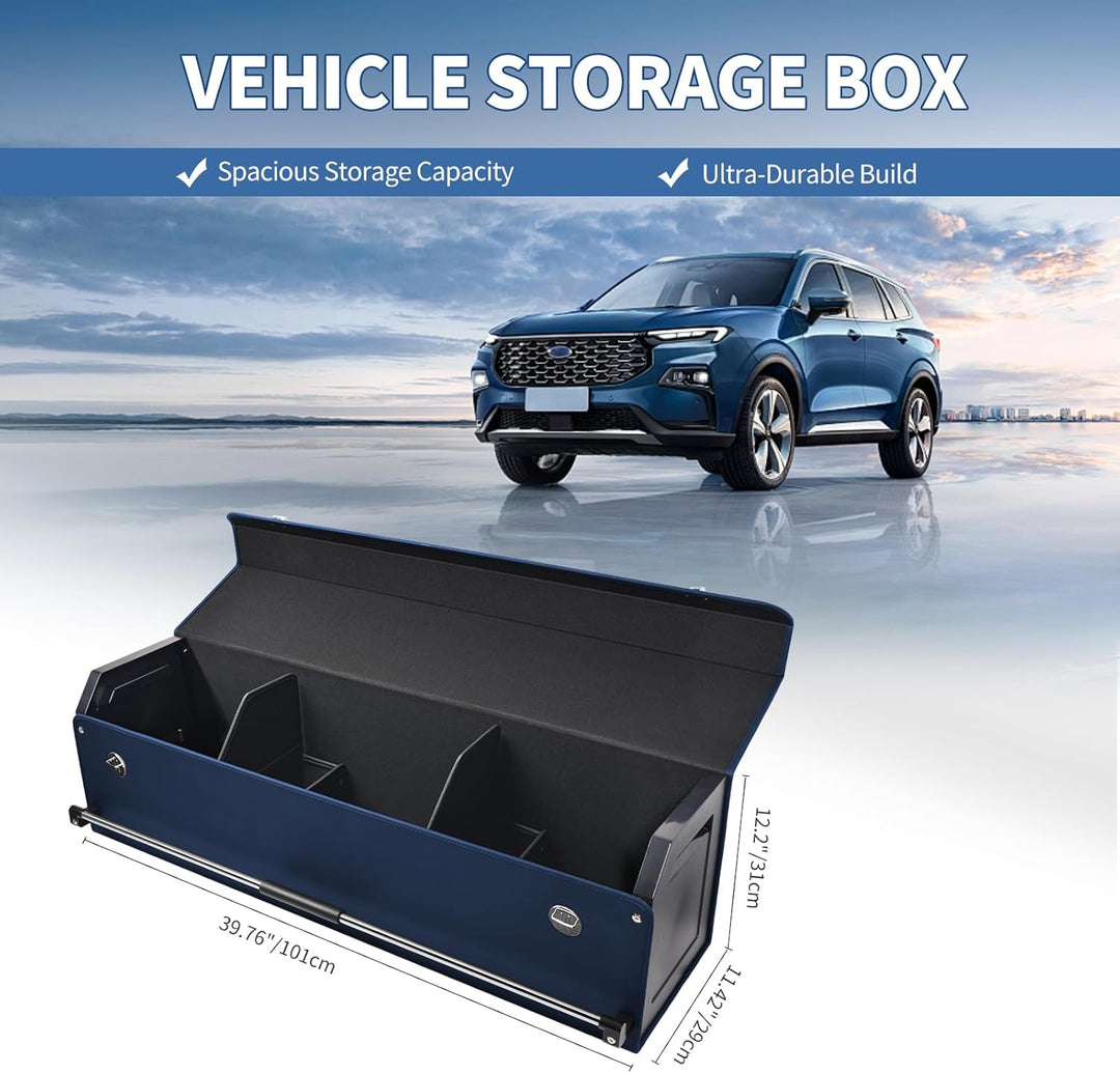 Auto Kofferraum Organizer mit Deckel, Aufbewahrungsbox Gross XXL und Stabilem Griff, 90L Premium Led