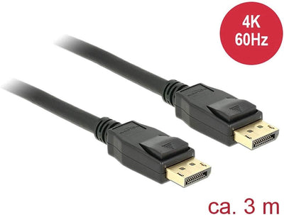 DeLock Kabel DisplayPort 1.2 Stecker > DisplayPort Stecker 3 m schwarz 4K