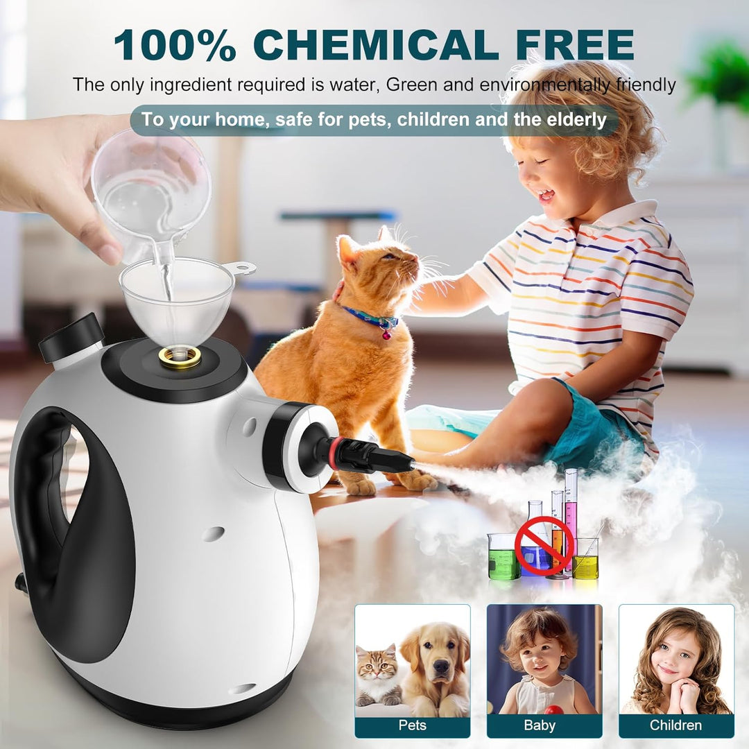 Dampfreiniger Handgerät,1050W Hochleistung Steam Cleaner mit Sicherheitsverriegelung,350ml Tank Hand