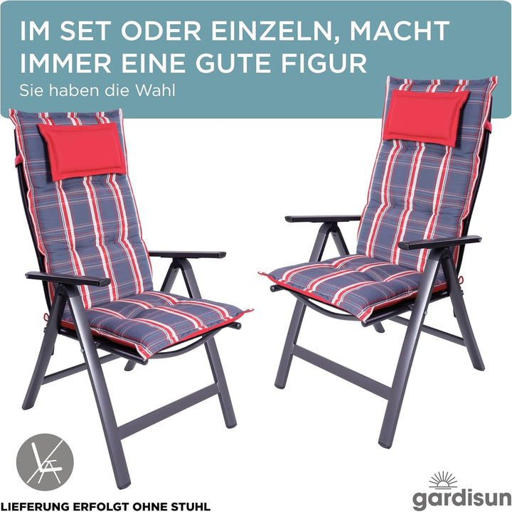 gardisun Gartenstuhlauflagen Hochlehner mit Kopfteil I Extra Dicke Sitzauflagen I Made in Europe I P