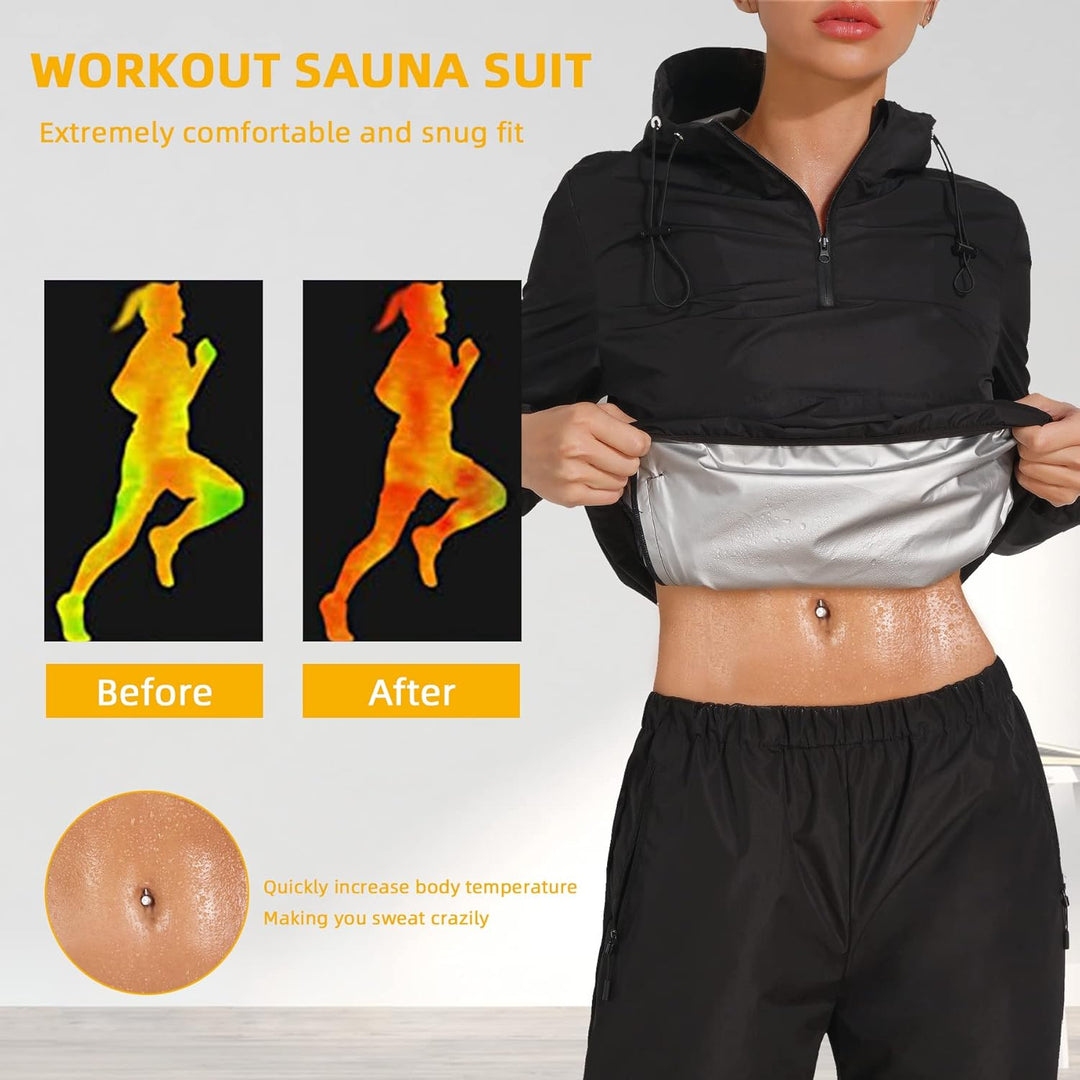 Gotoly Sauna Hose Damen Abnehmen Jogginghose Sporthose Hohe Taille Trainingshose Lang Schwitzhose mi