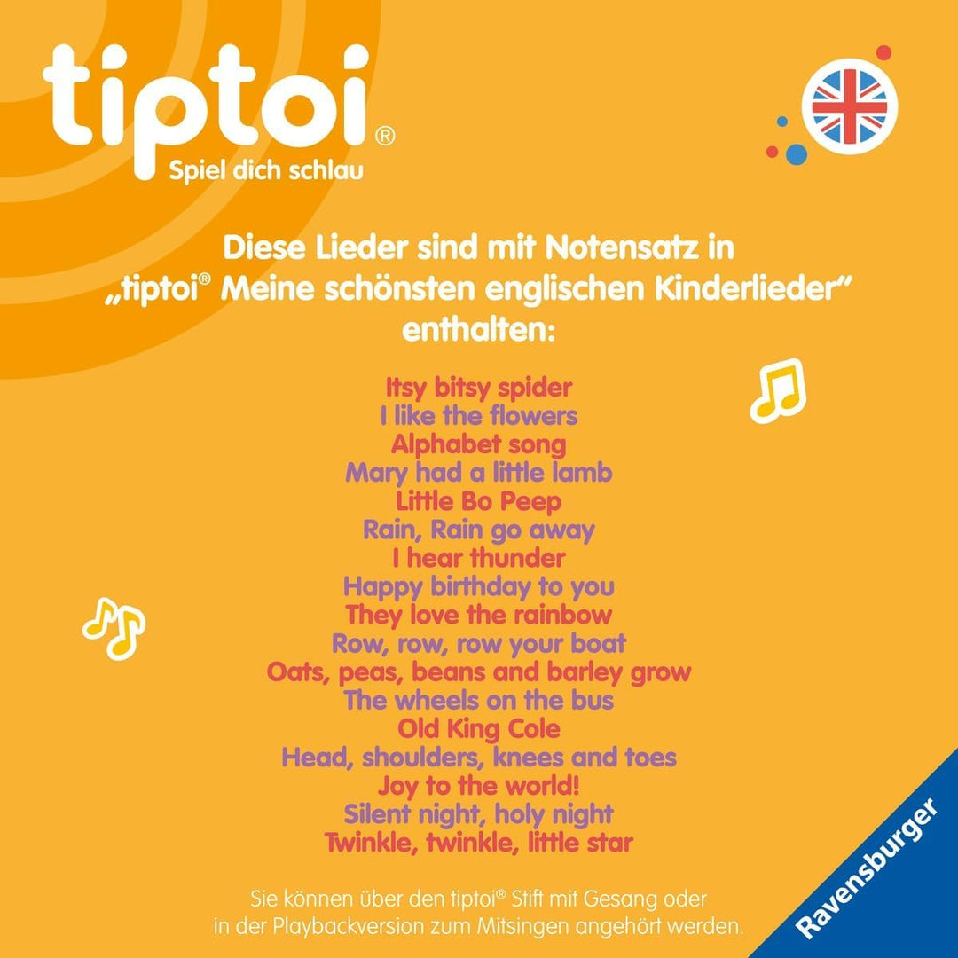 Ravensburger tiptoi® Set: Meine schönsten englischen Kinderlieder, Liederbuch + tiptoi Stift
