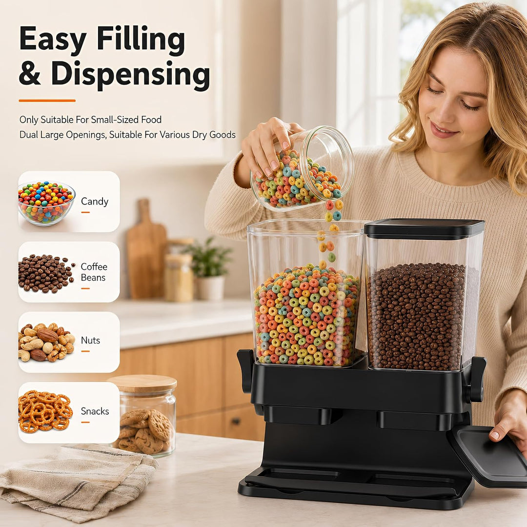 3L Grosse Müslispender mit Doppelbehälter, Cornflakes Spender aus ABS+PS, Cornflakes Behälter mit De