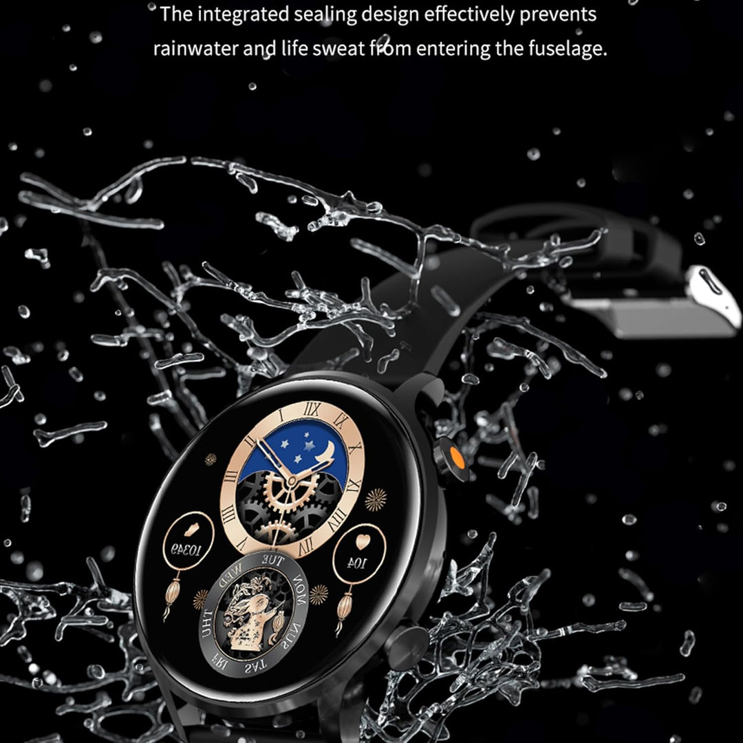 ZPIMY Smartwatch Damen mit Telefonfunktion, 1,39” AMOLED 5ATM wasserdichte Fitnessuhr Herren mit Tas