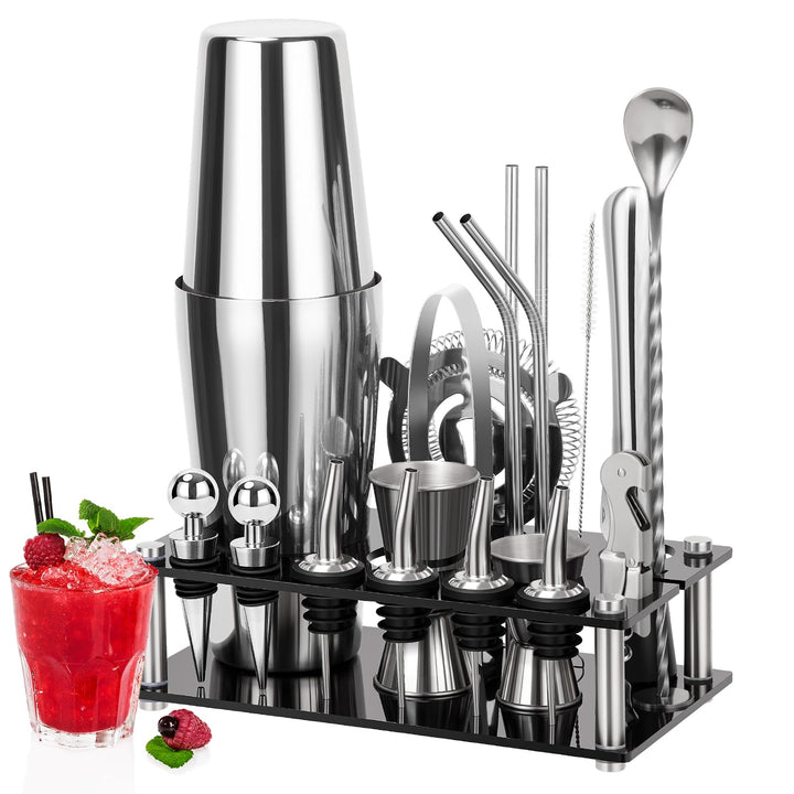 Cinnani Boston Cocktail Set 20-teilig-Professional Cocktail Mixing Set-Cocktail Shaker Set mit Ständ