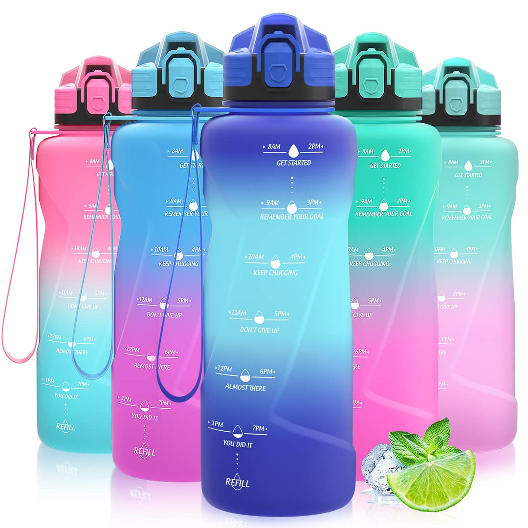 Sport Trinkflasche 2l, 1,5l, 1l, 700ml, 500ml Trinkflasche Kinder Auslaufsicher, Motivierende Wasser