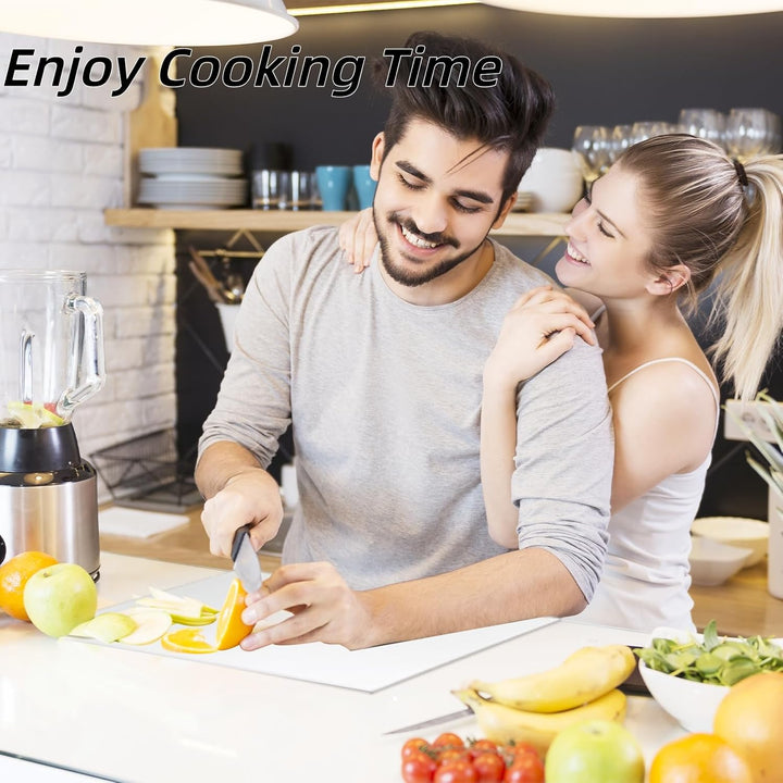 JJL Acryl Schneidebrett mit Thekenlippe 61 x 46 cm - BPA-frei, rutschfest, Weiss - Multifunktional f