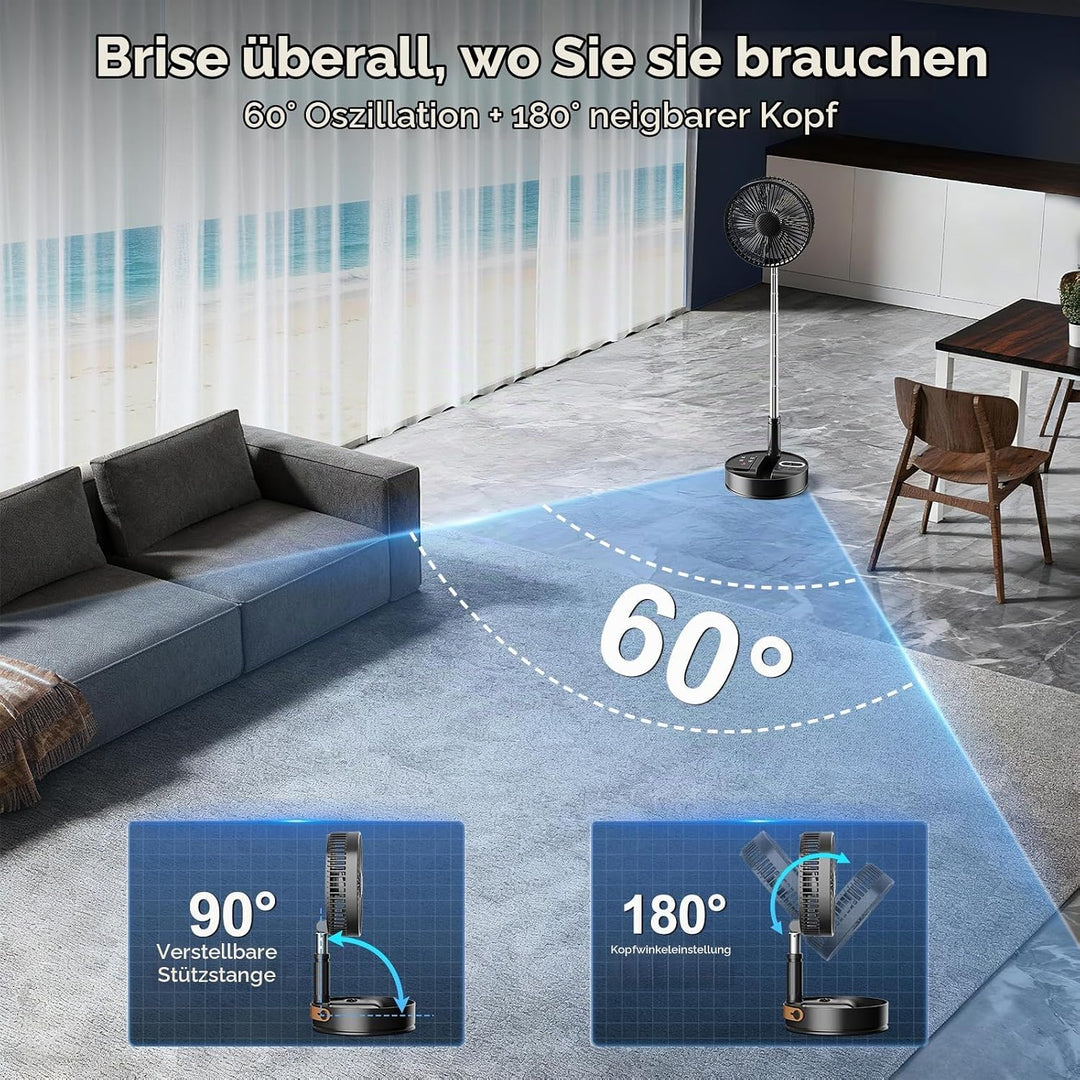 Marchpower Leiser Standventilator mit Fernbedienung Timer &amp; Automatischer Oszillation 4 Geschwindigk