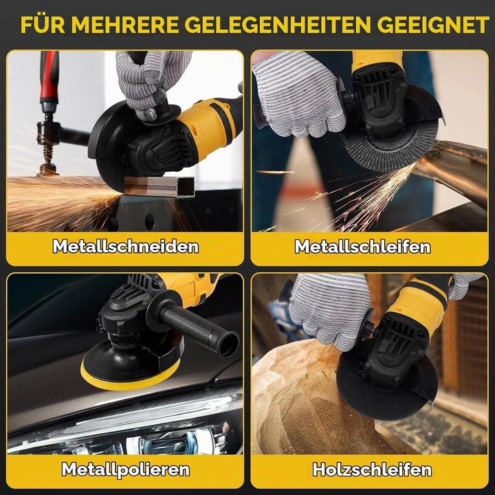 Akku Winkelschleifer - 21V Professional Winkelschleifer Set 16Pcs (Scheiben-Ø 125mm,Leistung 1500W,