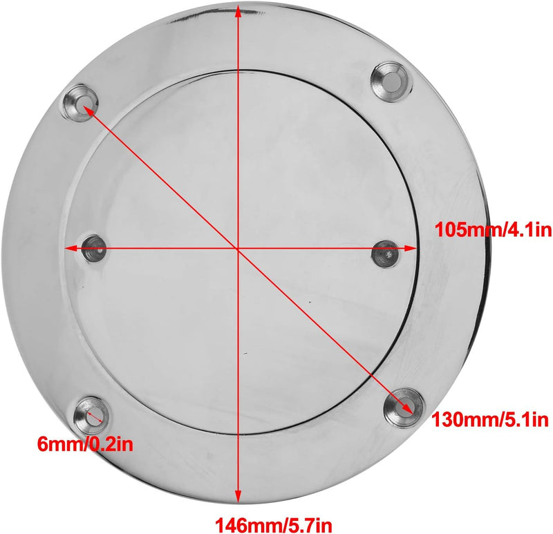 KIMISS Deckplatte, 4 Zoll Edelstahl Deck Luke Abdeckung Edelstahl Inspektionsluke mit Schlüssel für