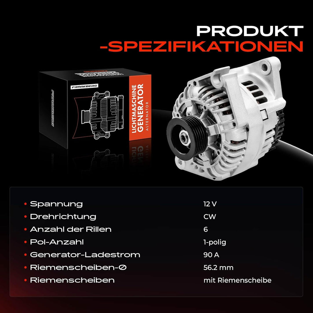 Frankberg Lichtmaschine Generator Kompatibel mit Ducato 230 230L 2.0L 1994-2001 Boxer 230P 244 Z Jum