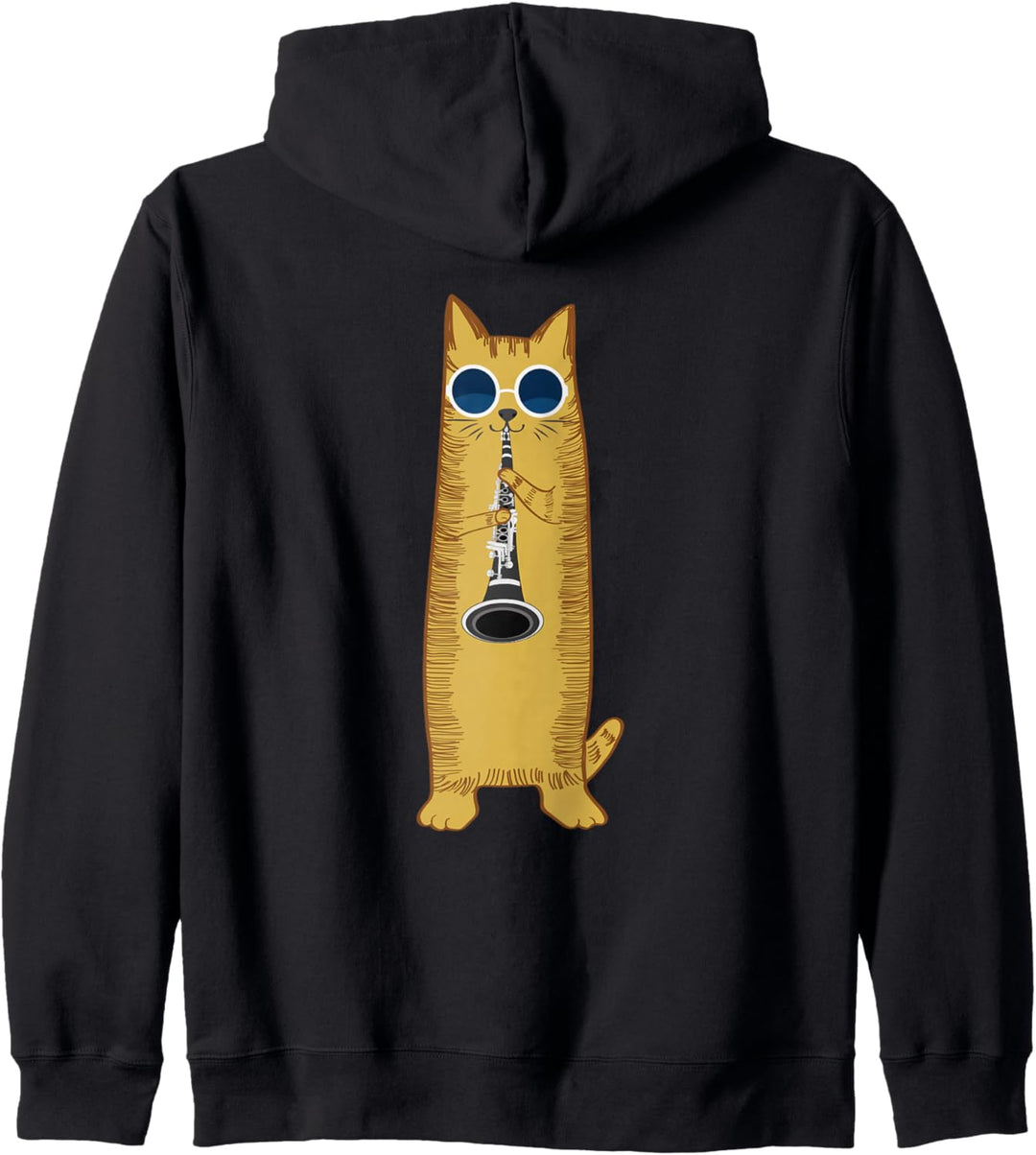 Cool Cat Playing The Clarinet Design Hippy Hipster Kitty Kapuzenjacke