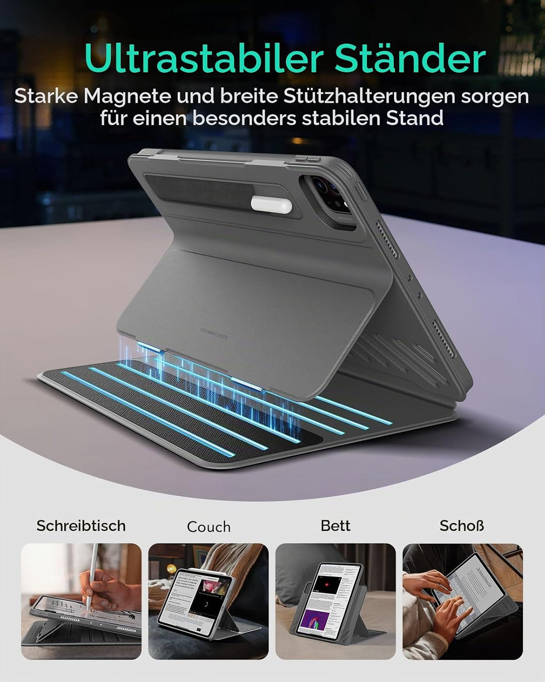 ESR für iPad Pro 11 Hülle (2022/2021/2020/2018), abnehmbare magnetische Abdeckung, Verstellbarer Hoc