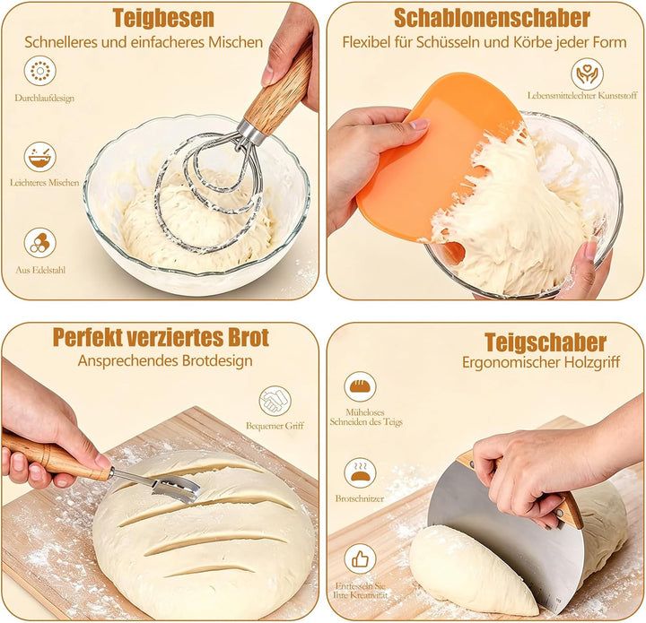 20 Stück Gärkörbchen Für Sauerteig Starter Set | 25 cm &amp; 23 cm Proofing Basket Bread Baking with Sou