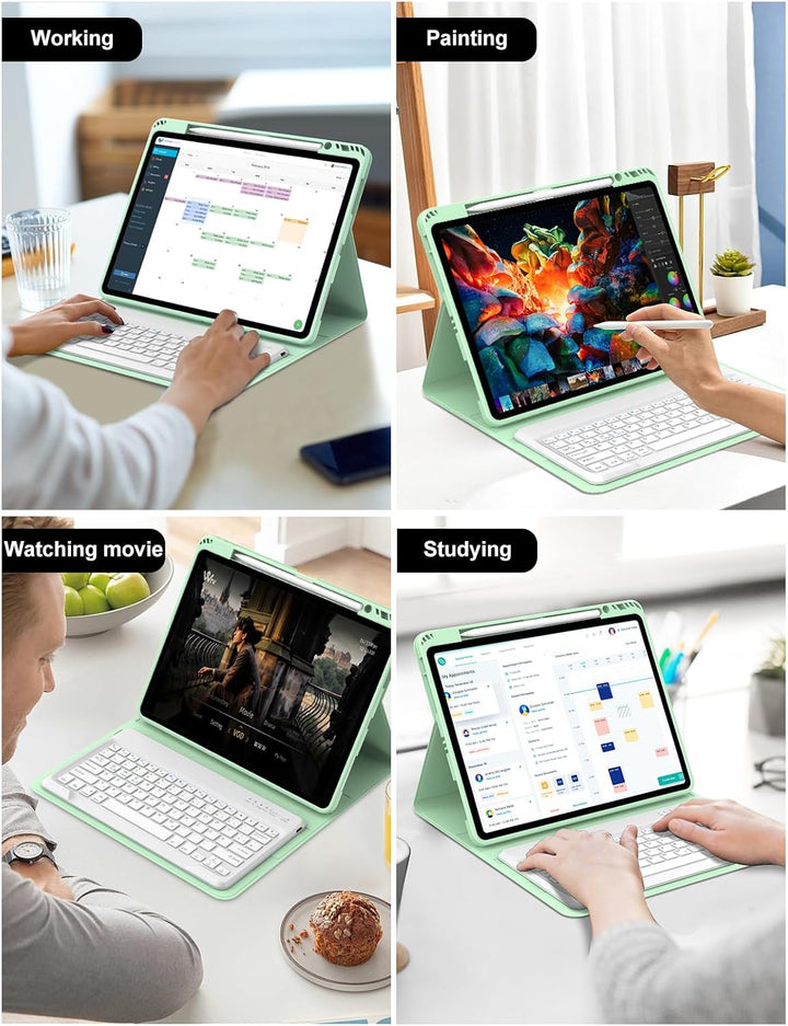 Tastatur Hülle für iPad Air 13 (M3/M2) 2025/2024, Deutsches QWERTZ, Magnetische Bluetooth Abnehmbar