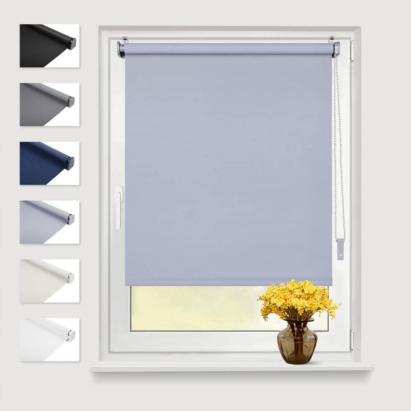 Eurohome Verdunkelungsrollo Thermo Rollo 100x130cm (Stoffbreite 96 cm) Hellgrau Klemmfix ohne Bohren