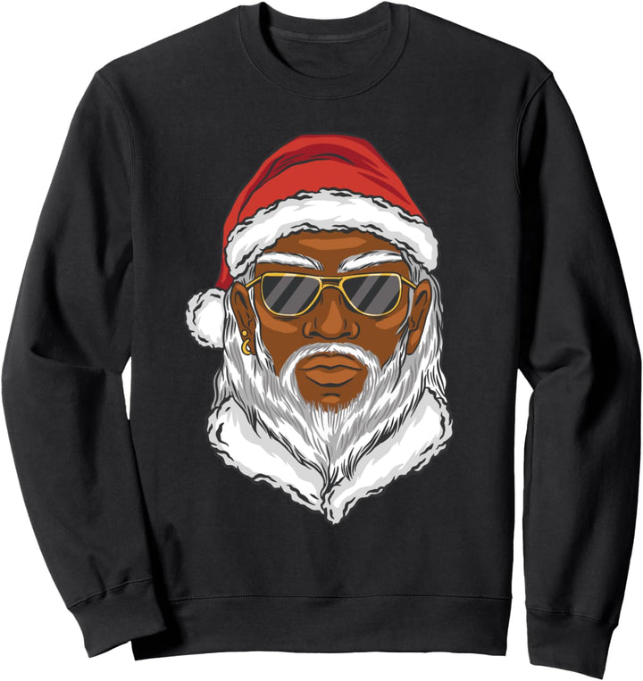 Hipster Sonnenbrille mit coolem Weihnachtsmann, Schwarz Sweatshirt