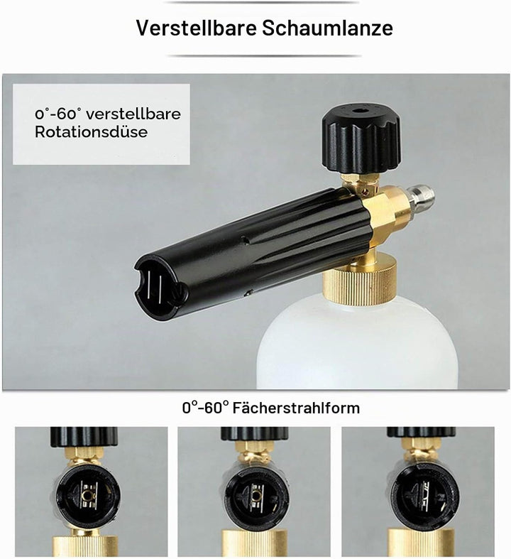 Stone Banks Schneeschaum Lanze Hochdruckreiniger Schaumkanone, 1L Einstellbare Seifenspender Flasche