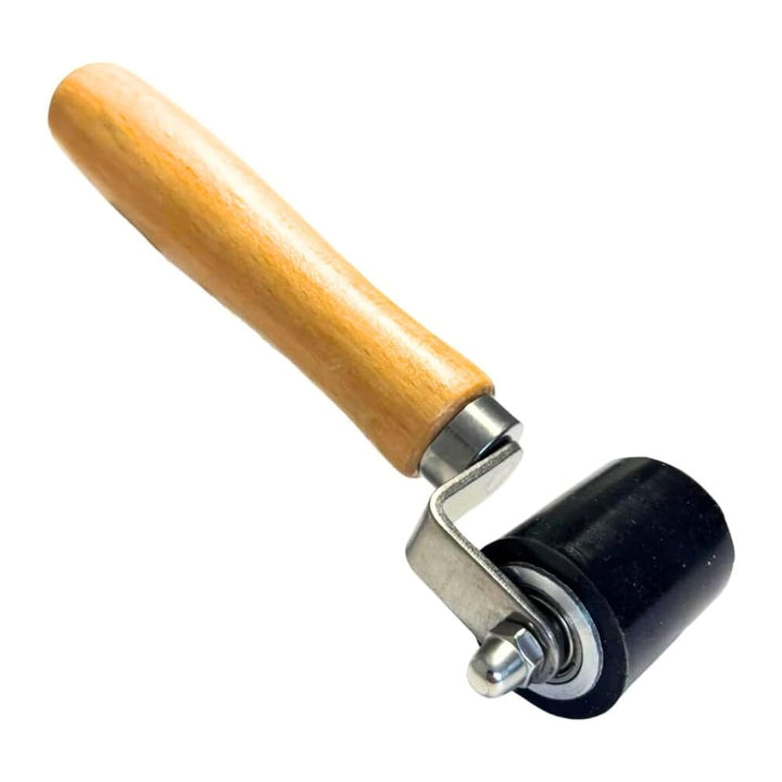 HSS Premium Andrückrolle Silikon schwarz - ergonomischer Holzgriff & Kugellager für Häufig-Verarbeit