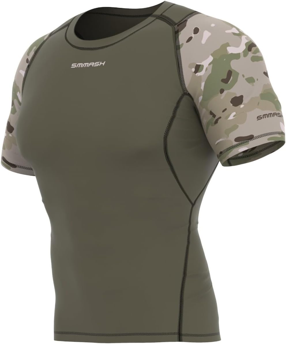 SMMASH Kompressionsshirt Funktionsshirt Herren Kurzarm Sportshirt Laufshirt Kurzarmshirt Second Skin