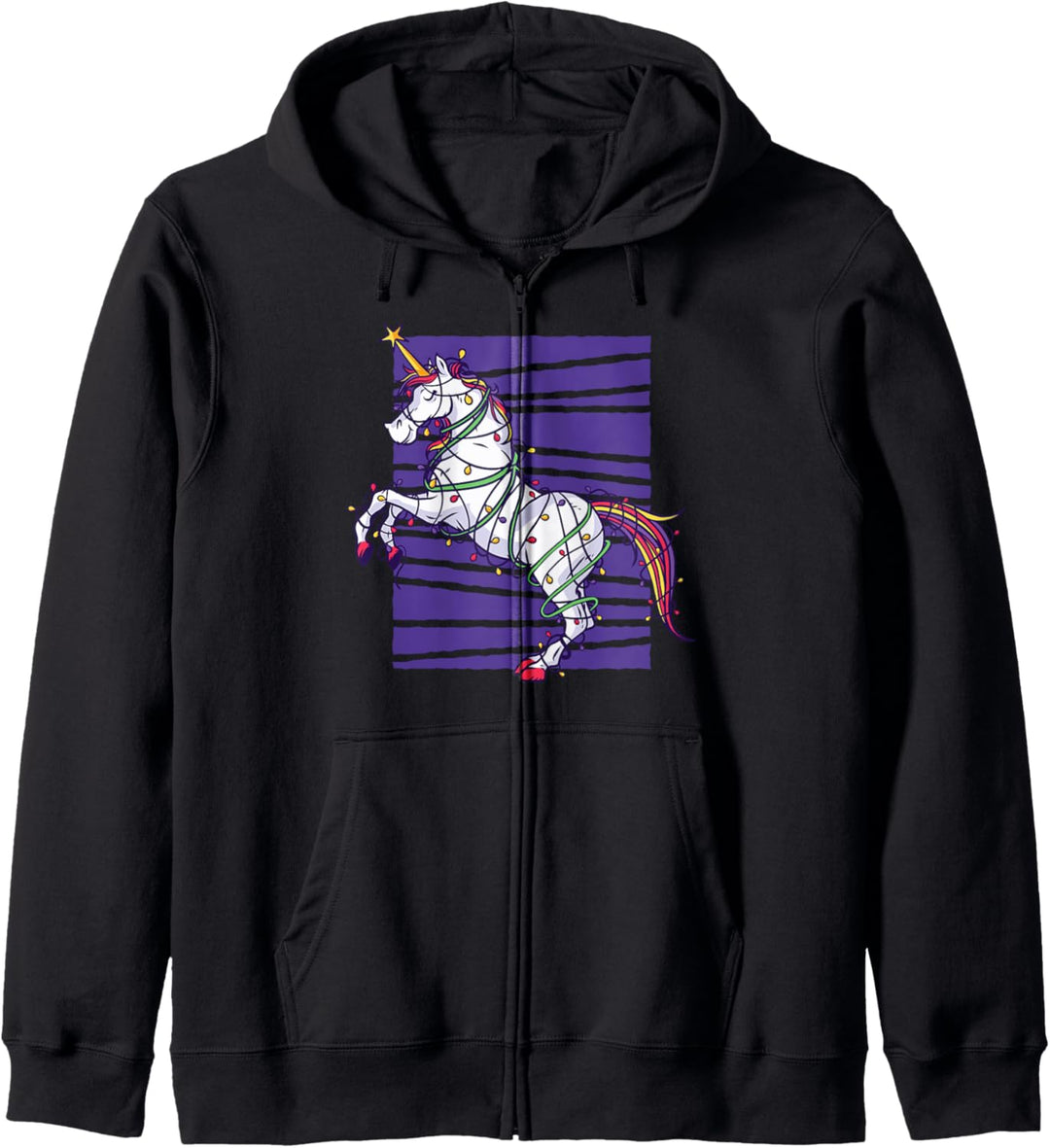 Magische Weihnachtsdekoration mit Einhorn-Motiv, lustige Meme-Sternenlichter Kapuzenjacke