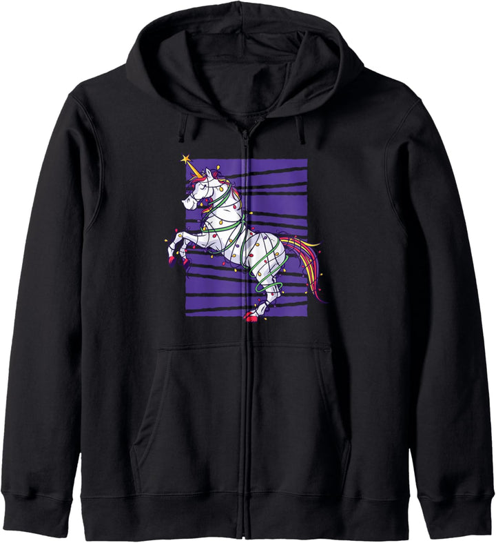 Magische Weihnachtsdekoration mit Einhorn-Motiv, lustige Meme-Sternenlichter Kapuzenjacke