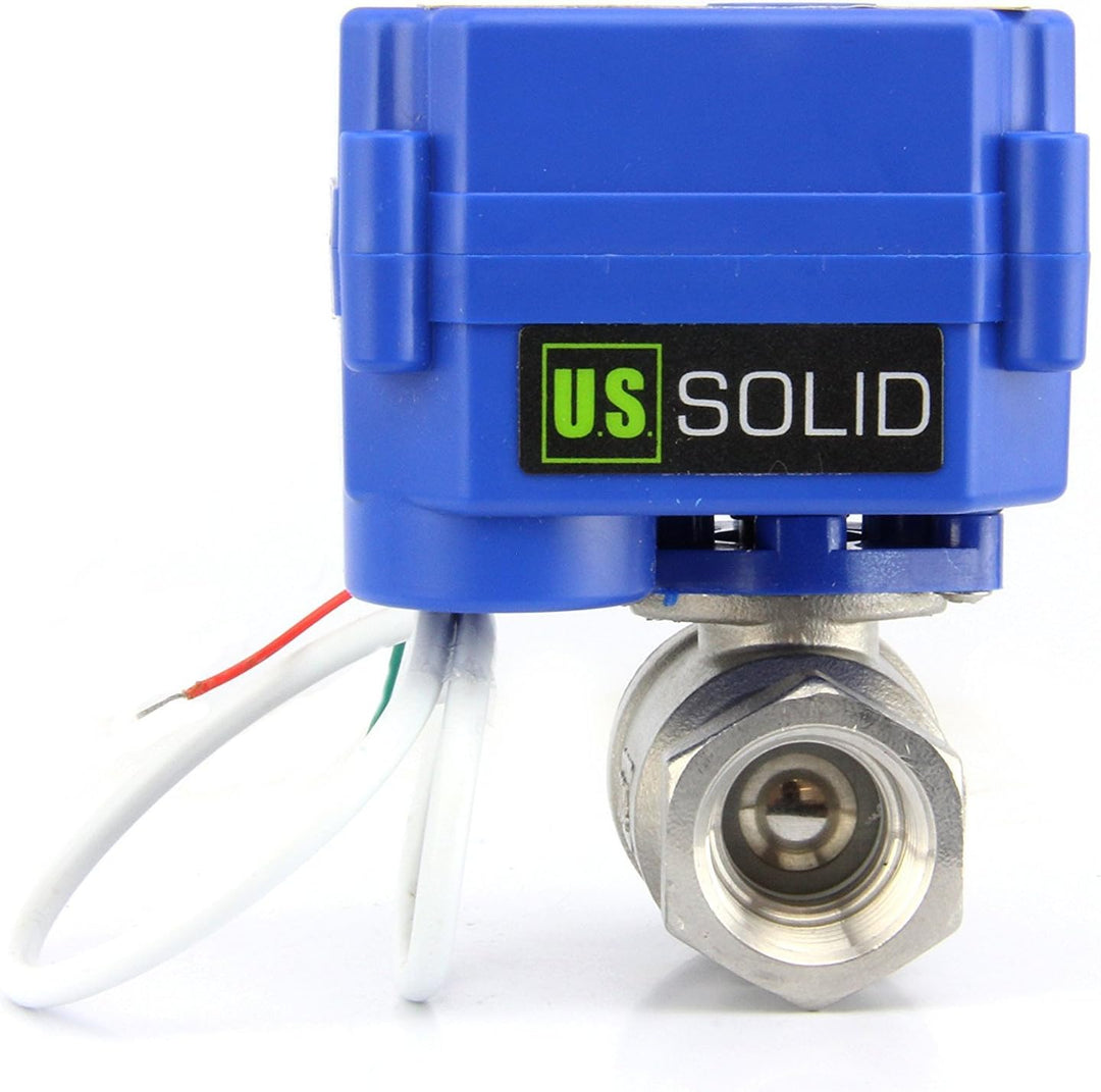 U.S. Solid Motorisierter Kugelhahn 1/4 Zoll, Edelstahl-Kugelhahn mit Vollanschluss, 9-24 V AC/DC und