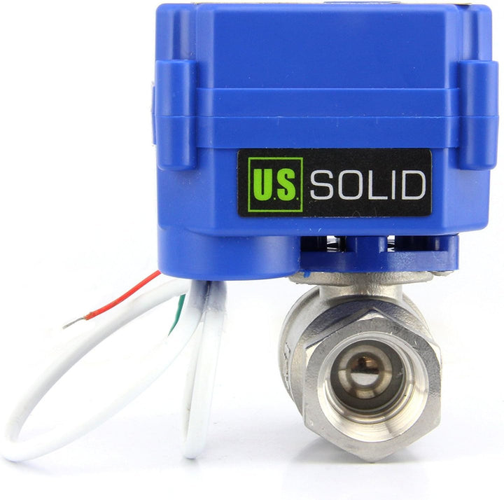 U.S. Solid Motorisierter Kugelhahn 1/4 Zoll, Edelstahl-Kugelhahn mit Vollanschluss, 9-24 V AC/DC und