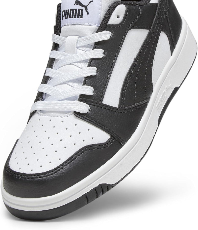 PUMA Unisex Kinder Rebound V6 Lo Jr Sneaker 35.5 EU Puma White Puma Black, 35.5 EU Puma White Puma B