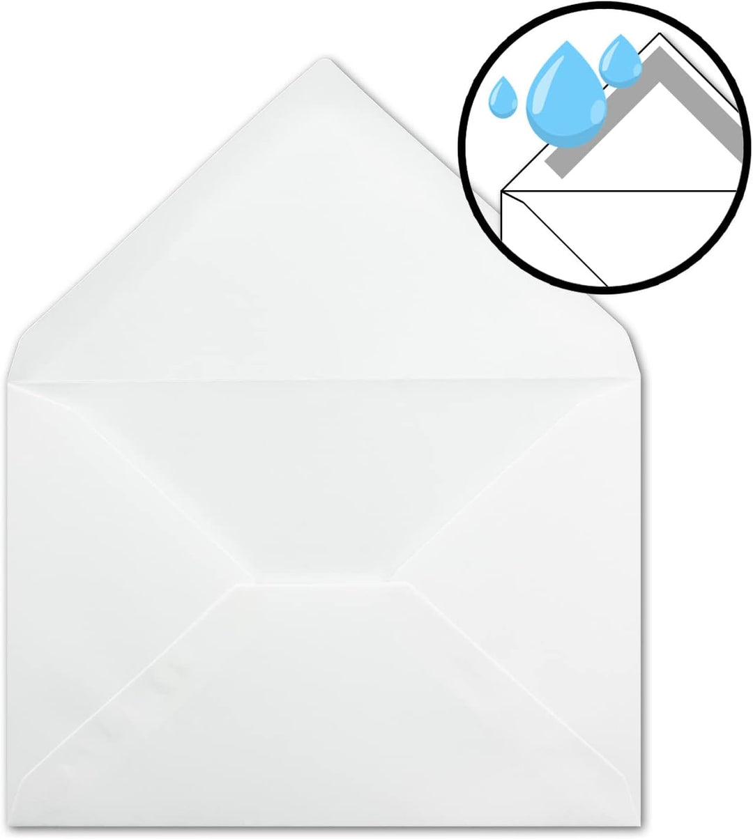 200 Stück - Briefumschläge DIN C5 Weiss - 16,1 x 22,8 cm - mit Nassklebung und spitzer Verschlusskla