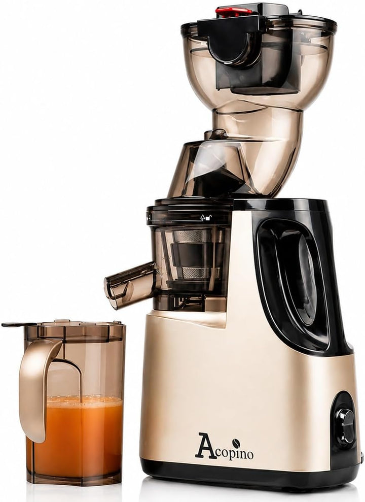 Slow Juicer Delicato, elektrische Fruchtpresse, Entsaften von ganzen Früchten und Gemüse, 83-mm Öffn