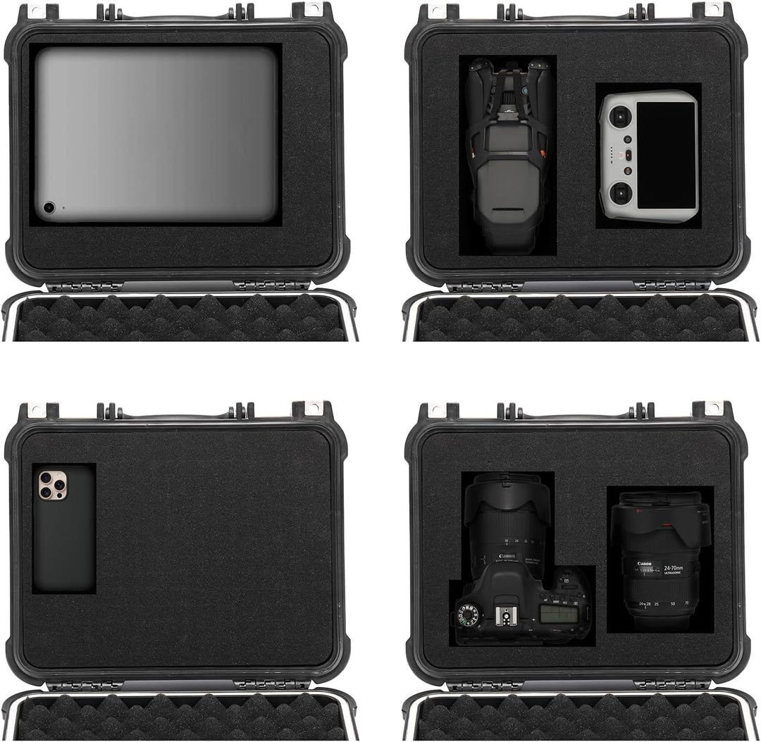 Mayouko Waterproof Plastic Toolbox with Foam Insert, 13.4" x 11.6" x 6", IP67 Lockable Storage Box,