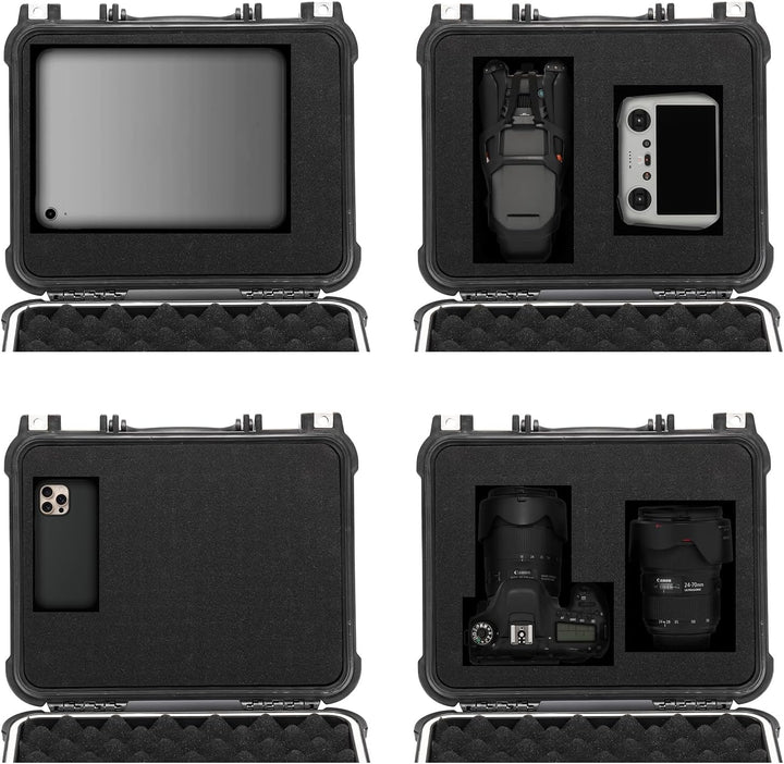 Mayouko Waterproof Plastic Toolbox with Foam Insert, 13.4" x 11.6" x 6", IP67 Lockable Storage Box,