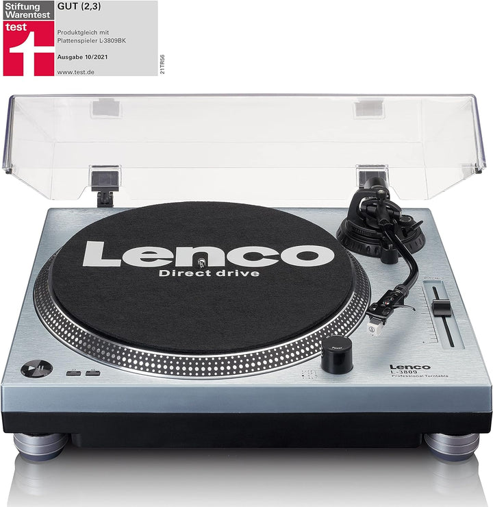 Lenco L-3809 Plattenspieler - DJ Plattenspieler mit Direktantrieb - USB - Vorverstärker - 33 und 45