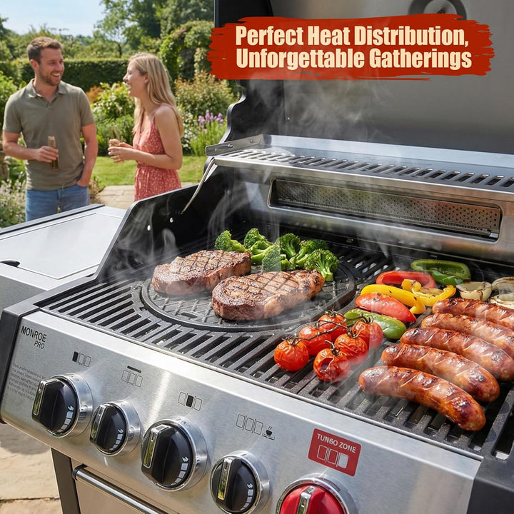 Denmay 30cm Gusseisen Grillplatte für Weber Gourmet BBQ System, Rund Gusseisen Grillpfanne Ersatztei