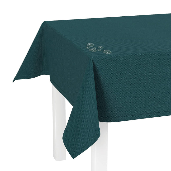LILENO HOME Tischdecke abwaschbar [130x160cm] in Petrol - Gesäumte Polypropylen Gewebe Tischdecke wa