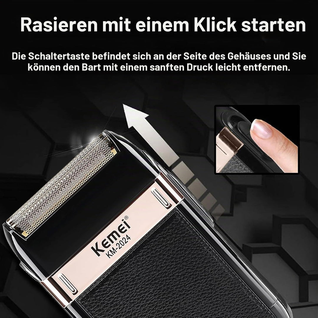 KEMEI Elektrischer Herren-Rasierer, wasserdicht, Säbelrasierer, kabellos, Präzisions-Bartschneider,